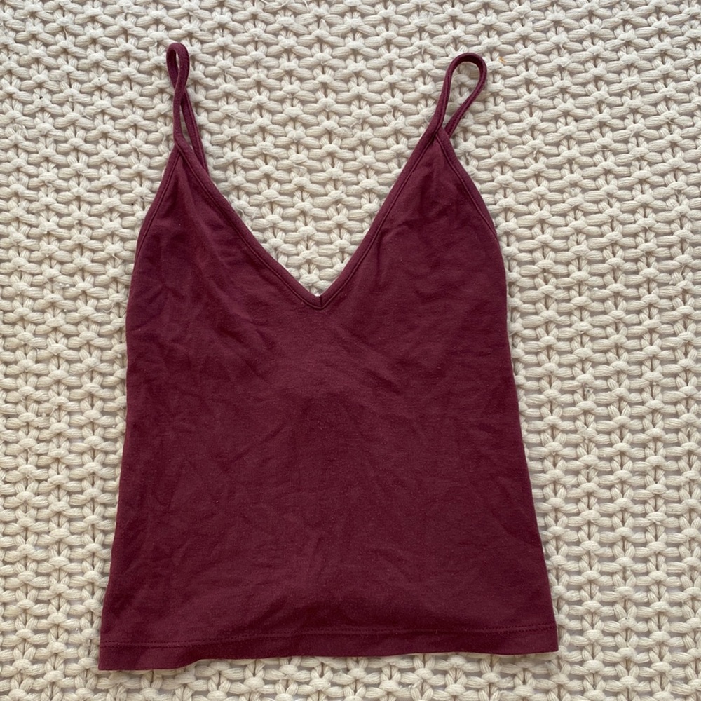 brandy melville maroon v neck tank